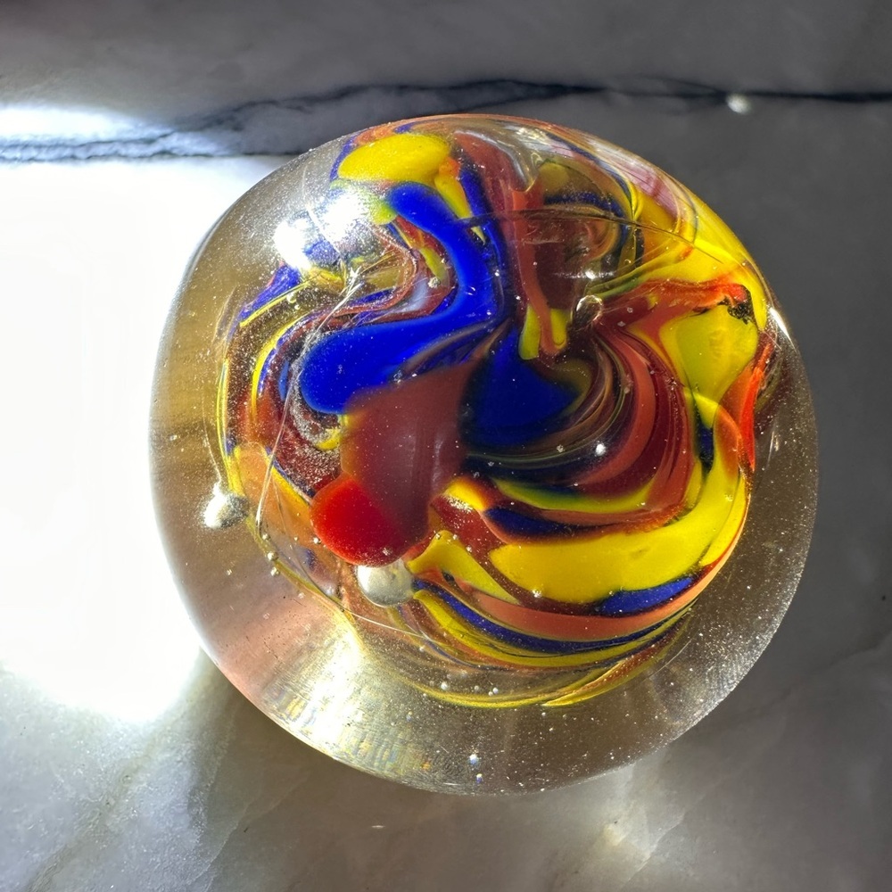 Vintage hand blown glass art paperweight